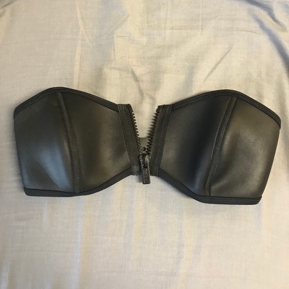 black TRIANGL neoprene zip bikini top